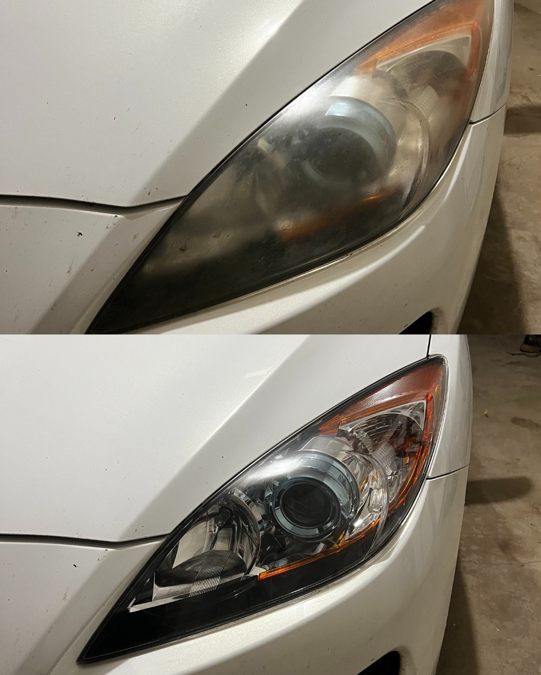 Before and After Headlight Restoration